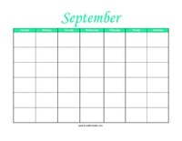 Perpetual September Calendar Color