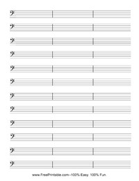 Blank Sheet Music Bass Clef with Measures
