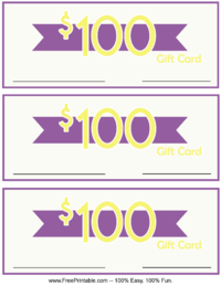100 Dollar Monetary Gift Card