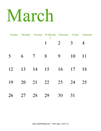 March 2017 Portrait Calendar