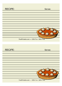 Pumpkin Pie Thanksgiving Recipe Card