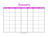 Perpetual January Calendar Color