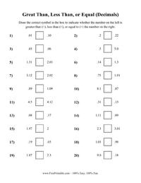 Greater Than Less Than or Equal (Decimal) 2