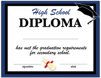 High School Diploma Illustrated Blue