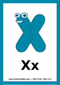 Letter X Creature Flash Card