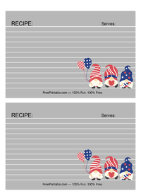 Independence Day Recipe Card Gnome