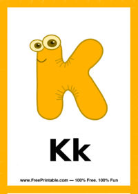 Letter K Creature Flash Card