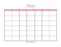 Perpetual May Calendar Color