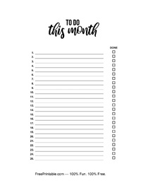 To Do This Month