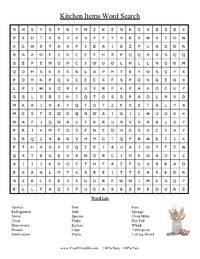 Kitchen Items Word Search