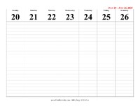 2025 Weekly Calendar 30