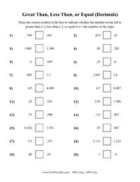 Greater Than Less Than or Equal (Decimal) 3