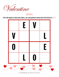 Valentine Sudoku Puzzle Love