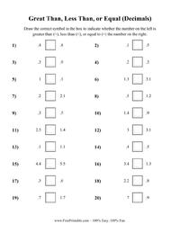 Greater Than Less Than or Equal (Decimal) 1