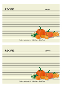Pumpkin Patch Thanksgiving Recipe Card