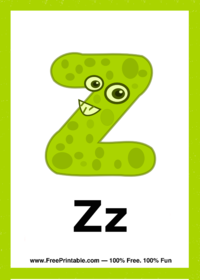Letter Z Creature Flash Card