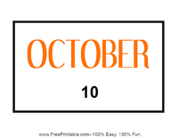 October Flash Card