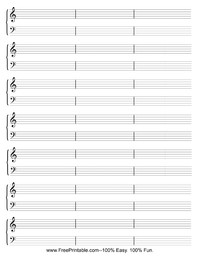 Blank Sheet Music Seven Staves with Measures