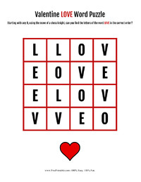 Valentine LOVE Word Puzzle