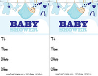 Baby Shower Blue Clothesline Invitation