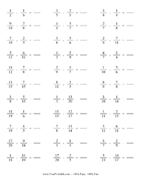 Subtracting Fractions 1-20 Random