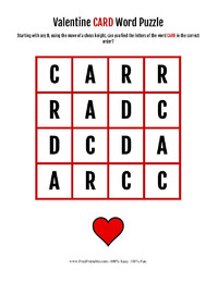 Valentine CARD Word Puzzle
