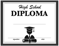 High School Diploma Illustrated Black And White