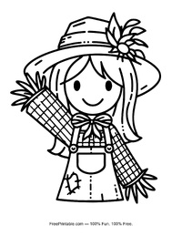 Scarecrow Girl Coloring Page