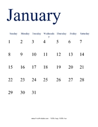 January 2017 Portrait Calendar