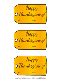 Yellow Thanksgiving Gift Tag