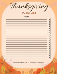 Pumpkin Thanksgiving To Do List