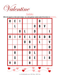 Valentine Sudoku Puzzle Lovebirds