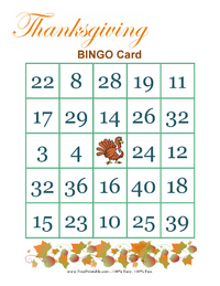 Thanksgiving Bingo Game 3