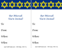 Bar Mitzvah Star of David Invitation