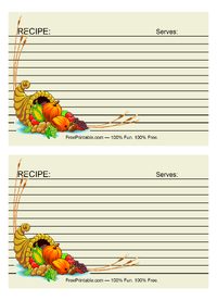 Cornucopia Thanksgiving Recipe Card