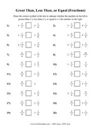 Greater Than Less Than or Equal (Fractions) 3