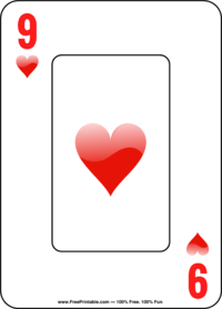 Nine of Hearts Playing Card