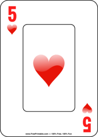 Five of Hearts Playing Card