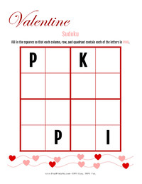 Valentine Sudoku Puzzle Pink