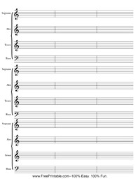SATB Three Stave with Measures