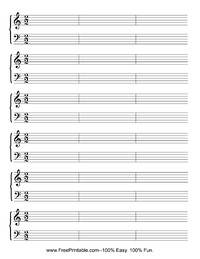 Blank Sheet Music 2/2 Time with Measures