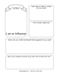 Future Social Media Influencer Worksheet