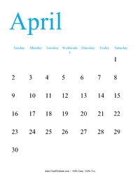 April 2017 Portrait Calendar