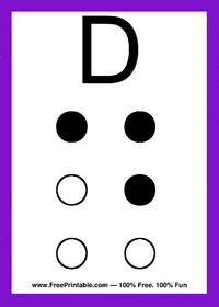 Braille Flash Card D