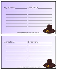 Pilgrim Hat Recipe Card