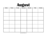 Perpetual August Calendar