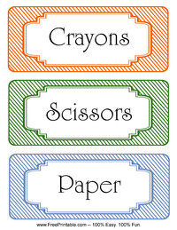 Striped Classroom Labels Scissors