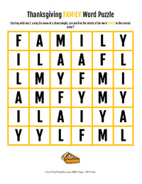 Thanksgiving Family Word Puzzle