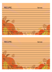 Pumpkins And Leaves Thanksgiving Recipe Card