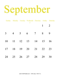 September 2017 Portrait Calendar
